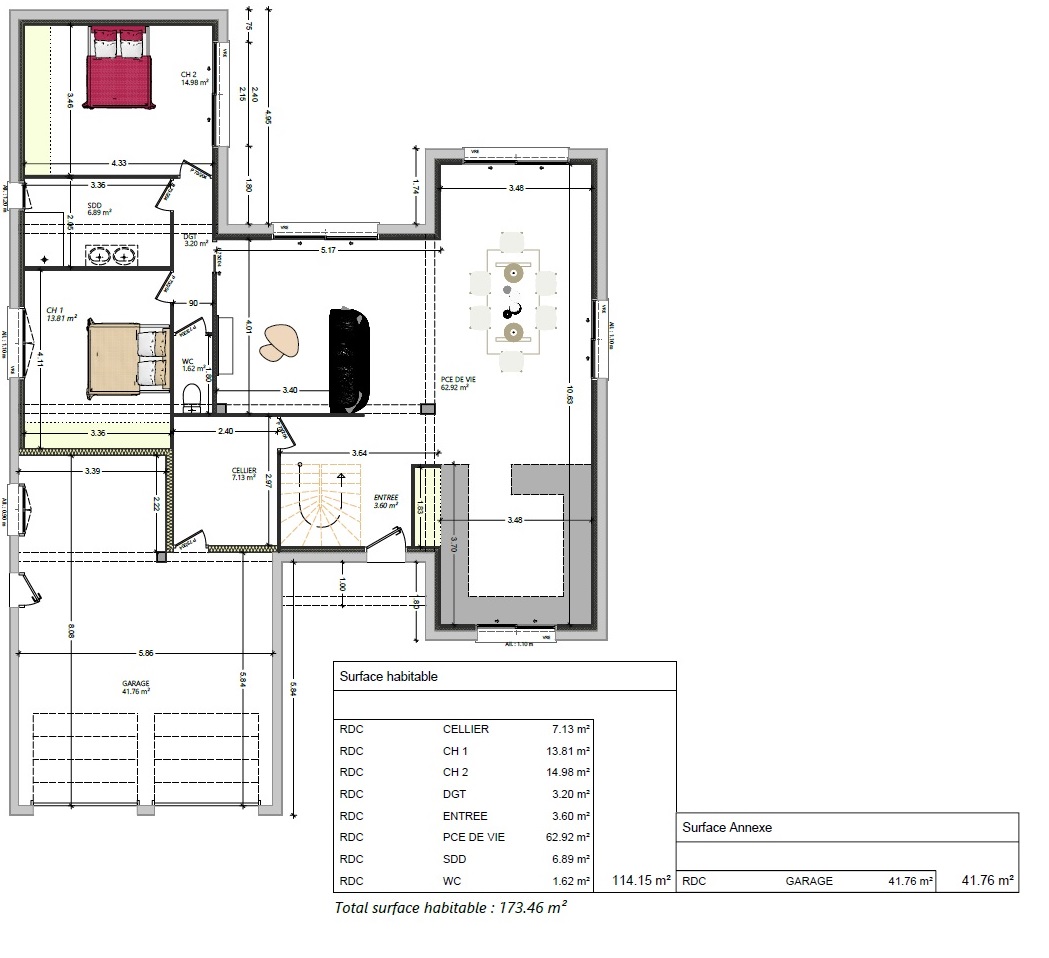 plan rdc maison r+1 moderne 5 chambres le mans 72000 Sarthe constructeur maisons individuelles avant